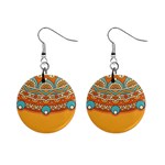 Mandala orange Mini Button Earrings