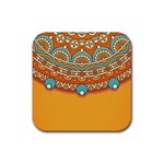 Mandala orange Rubber Coaster (Square)