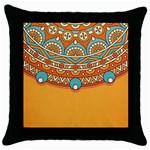 Mandala orange Throw Pillow Case (Black)