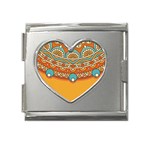 Mandala orange Mega Link Heart Italian Charm (18mm)