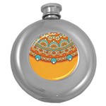 Mandala orange Round Hip Flask (5 oz)