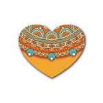 Mandala orange Rubber Coaster (Heart)