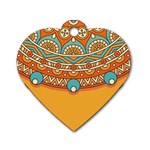 Mandala orange Dog Tag Heart (Two Sides)