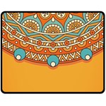 Mandala orange Two Sides Fleece Blanket (Medium)