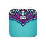 Mandala blue Rubber Square Coaster (4 pack)
