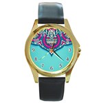 Mandala blue Round Gold Metal Watch