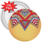 Mandala sun 3  Buttons (100 pack) 