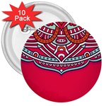Mandala red 3  Buttons (10 pack) 
