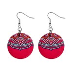 Mandala red Mini Button Earrings