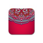 Mandala red Rubber Square Coaster (4 pack)
