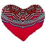 Mandala red Large 19  Premium Flano Heart Shape Cushions