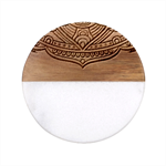 Mandala red Classic Marble Wood Coaster (Round) 