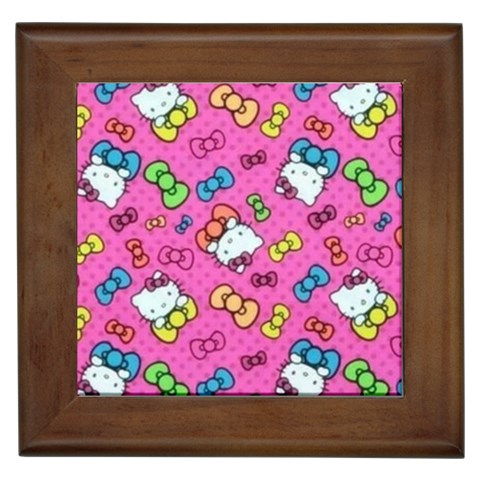 Hello Kitty, Cute, Pattern Framed Tile from UrbanLoad.com Front