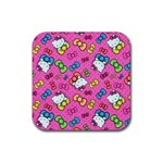 Hello Kitty, Cute, Pattern Rubber Coaster (Square)