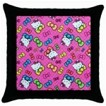 Hello Kitty, Cute, Pattern Throw Pillow Case (Black)