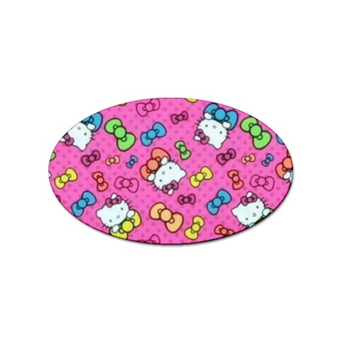 Hello Kitty, Cute, Pattern Sticker (Oval) from UrbanLoad.com Front