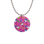 Hello Kitty, Cute, Pattern 1  Button Necklace