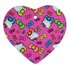 Hello Kitty, Cute, Pattern Heart Ornament (Two Sides) from UrbanLoad.com Back