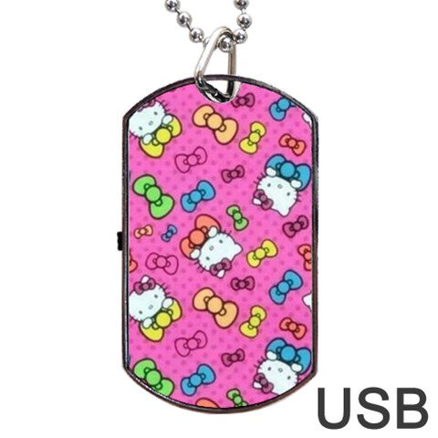 Hello Kitty, Cute, Pattern Dog Tag USB Flash (Two Sides) from UrbanLoad.com Front