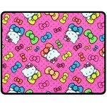 Hello Kitty, Cute, Pattern Two Sides Fleece Blanket (Medium)