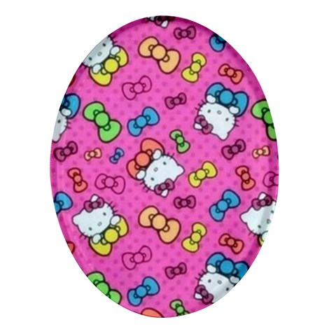 Hello Kitty, Cute, Pattern Oval Glass Fridge Magnet (4 pack) from UrbanLoad.com Front