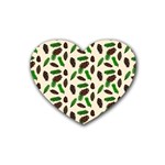 Spruce Sample Christmas Tree Branches Seamless Digital Texture Forest Nature Pattern Rubber Heart Coaster (4 pack)