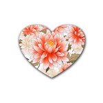 Flowers Plants Sample Design Rose Garden Flower Decoration Love Romance Bouquet Rubber Heart Coaster (4 pack)