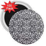 Monochrome Maze Design Print 3  Magnets (100 pack)