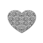 Monochrome Maze Design Print Rubber Coaster (Heart)