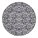 Monochrome Maze Design Print Round Glass Fridge Magnet (4 pack)