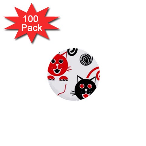 Cat Little Ball Animal 1  Mini Buttons (100 pack)  from UrbanLoad.com Front