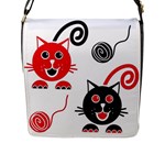 Cat Little Ball Animal Flap Closure Messenger Bag (L)