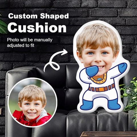 Personalized Photo in Dabbing Astronaut Cartoon Style Custom Shaped Cushion Cut To Shape Cushion Case from UrbanLoad.com Front