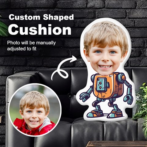 Personalized Photo in Robot Cartoon Style Custom Shaped Cushion Cut To Shape Cushion Case from UrbanLoad.com Front