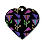 Abstract Pattern Flora Flower Dog Tag Heart (One Side)