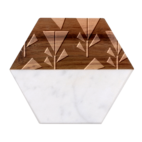 Abstract Pattern Flora Flower Marble Wood Coaster (Hexagon)  from UrbanLoad.com Front