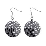 Abstract Nature Black White Mini Button Earrings