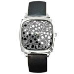 Abstract Nature Black White Square Metal Watch