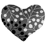Abstract Nature Black White Large 19  Premium Heart Shape Cushions
