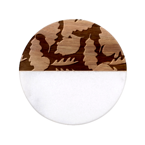 Leaves Foliage Pattern Oak Autumn Classic Marble Wood Coaster (Round)  from UrbanLoad.com Front
