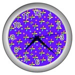 Abstract Background Cross Hashtag Wall Clock (Silver)