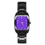 Abstract Background Cross Hashtag Stainless Steel Barrel Watch