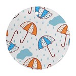 Rain Umbrella Pattern Water Round Ornament (Two Sides)