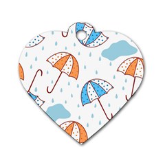 Rain Umbrella Pattern Water Dog Tag Heart (Two Sides) from UrbanLoad.com Front