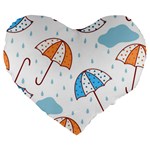 Rain Umbrella Pattern Water Large 19  Premium Heart Shape Cushions