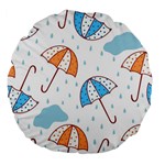 Rain Umbrella Pattern Water Large 18  Premium Flano Round Cushions