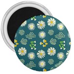 Drawing Flowers Meadow White 3  Magnets