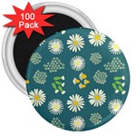Drawing Flowers Meadow White 3  Magnets (100 pack)