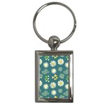 Drawing Flowers Meadow White Key Chain (Rectangle)