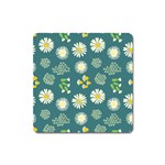 Drawing Flowers Meadow White Square Magnet